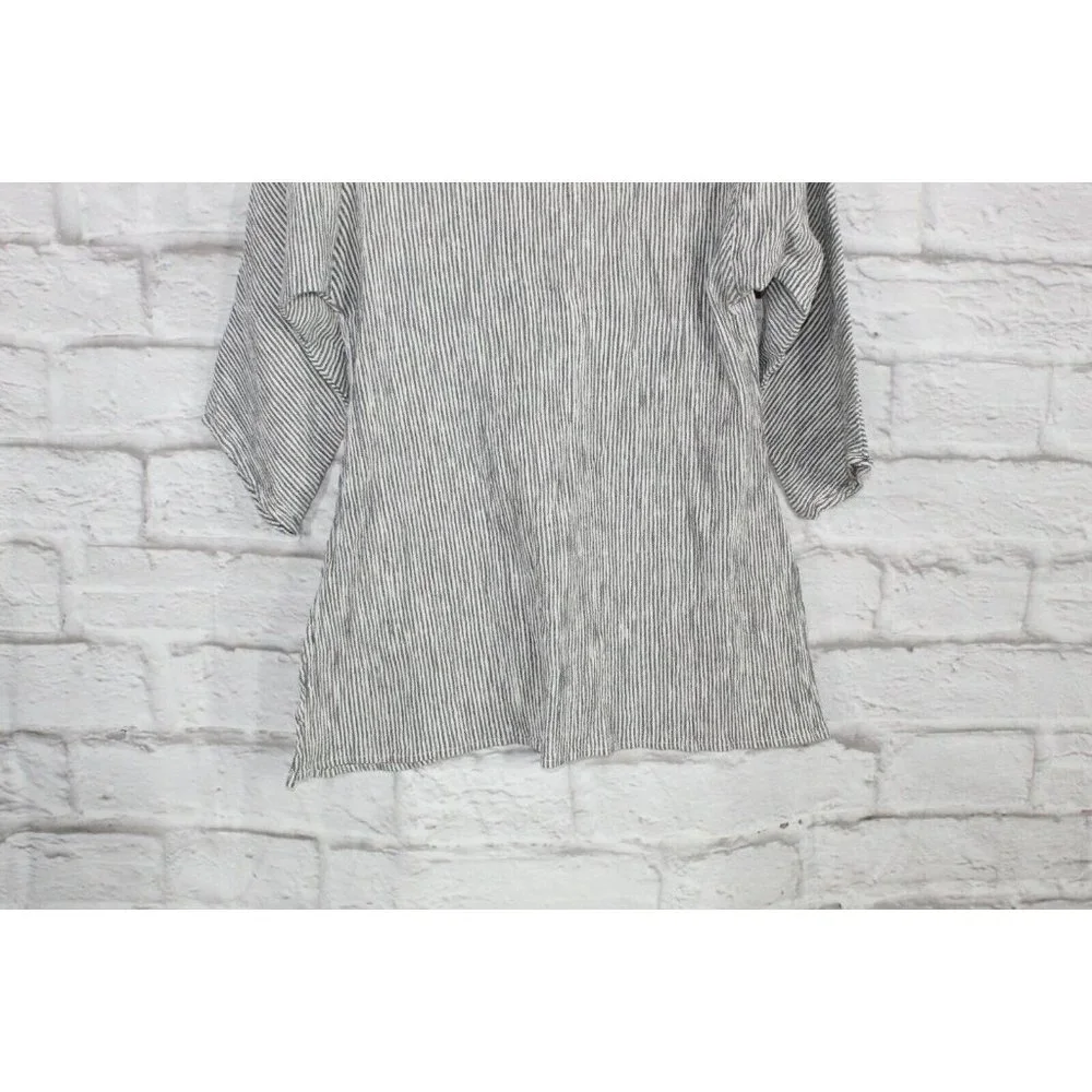 Vintage Mill Valley Black Pinstriped Linen Tops Size S - Picture 7 of 9